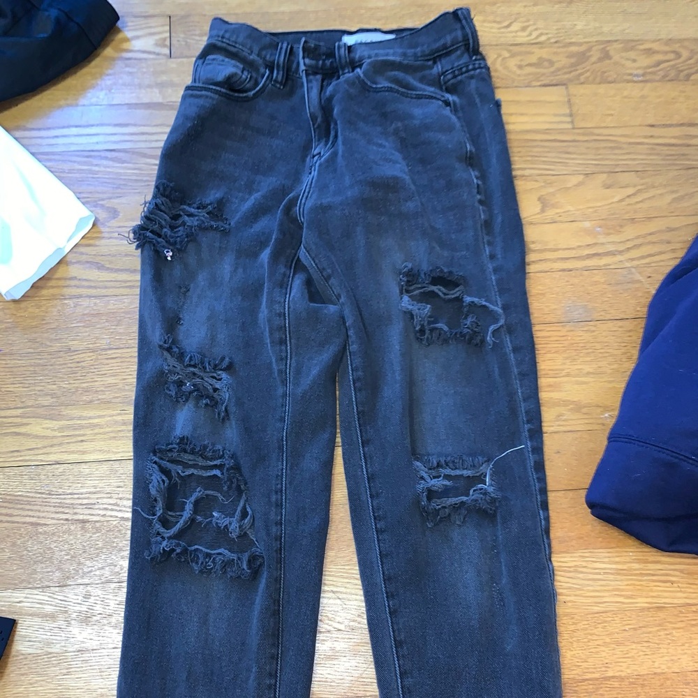 Ripped black mom jeans